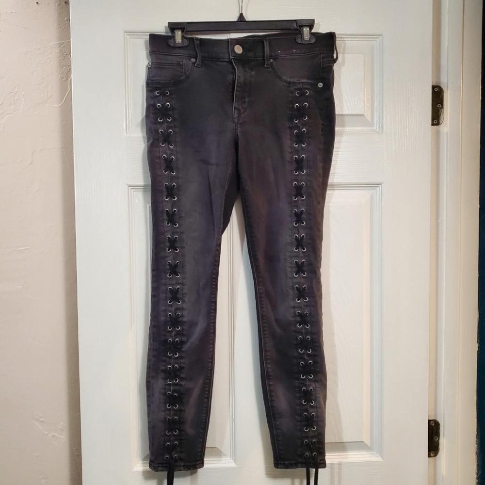 Express Lace Front Stretch Ankle Legging Jeans 4R